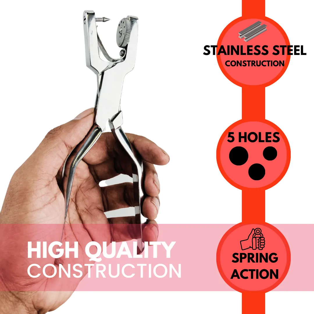 6.25" Hole Punch For Leather And Other Fabrics With Dial-A-Size Feature And Sharp Needle  - S8-17501