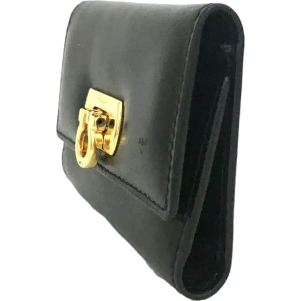 776122AD (#1) Salvatore Ferragamo Key Case Gancini 6 Ring Black Leather
