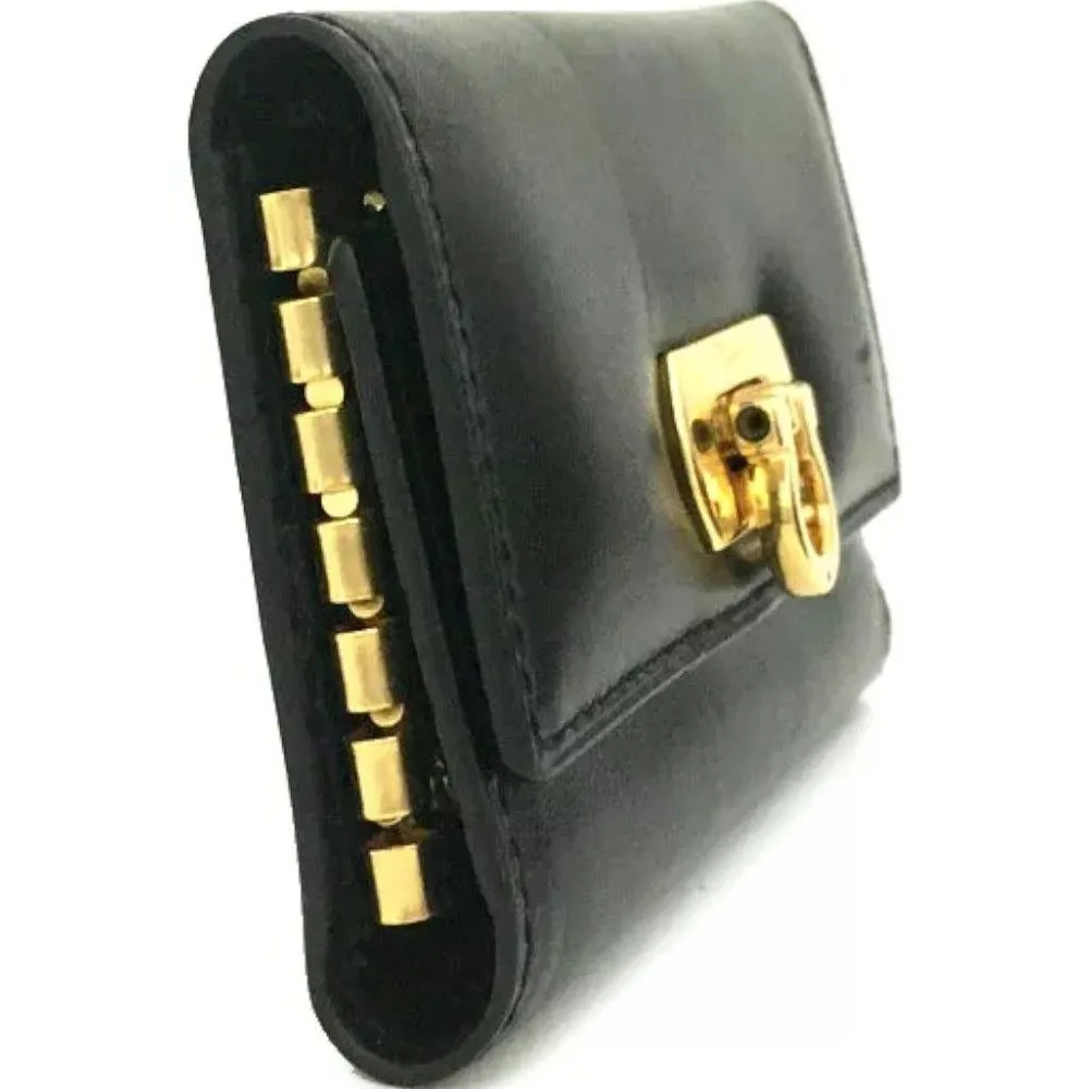 776122AD (#1) Salvatore Ferragamo Key Case Gancini 6 Ring Black Leather