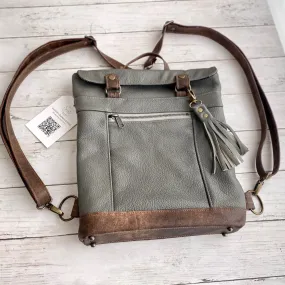 Backpack Mini in Steel, Antique Brown