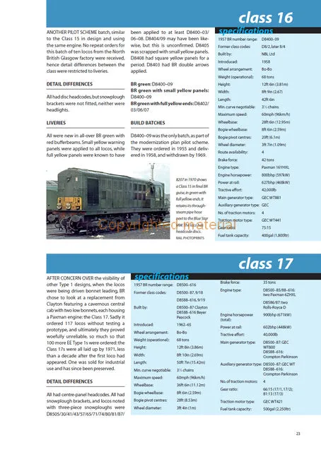 British Rail Main Line Locomotives Specification Guide