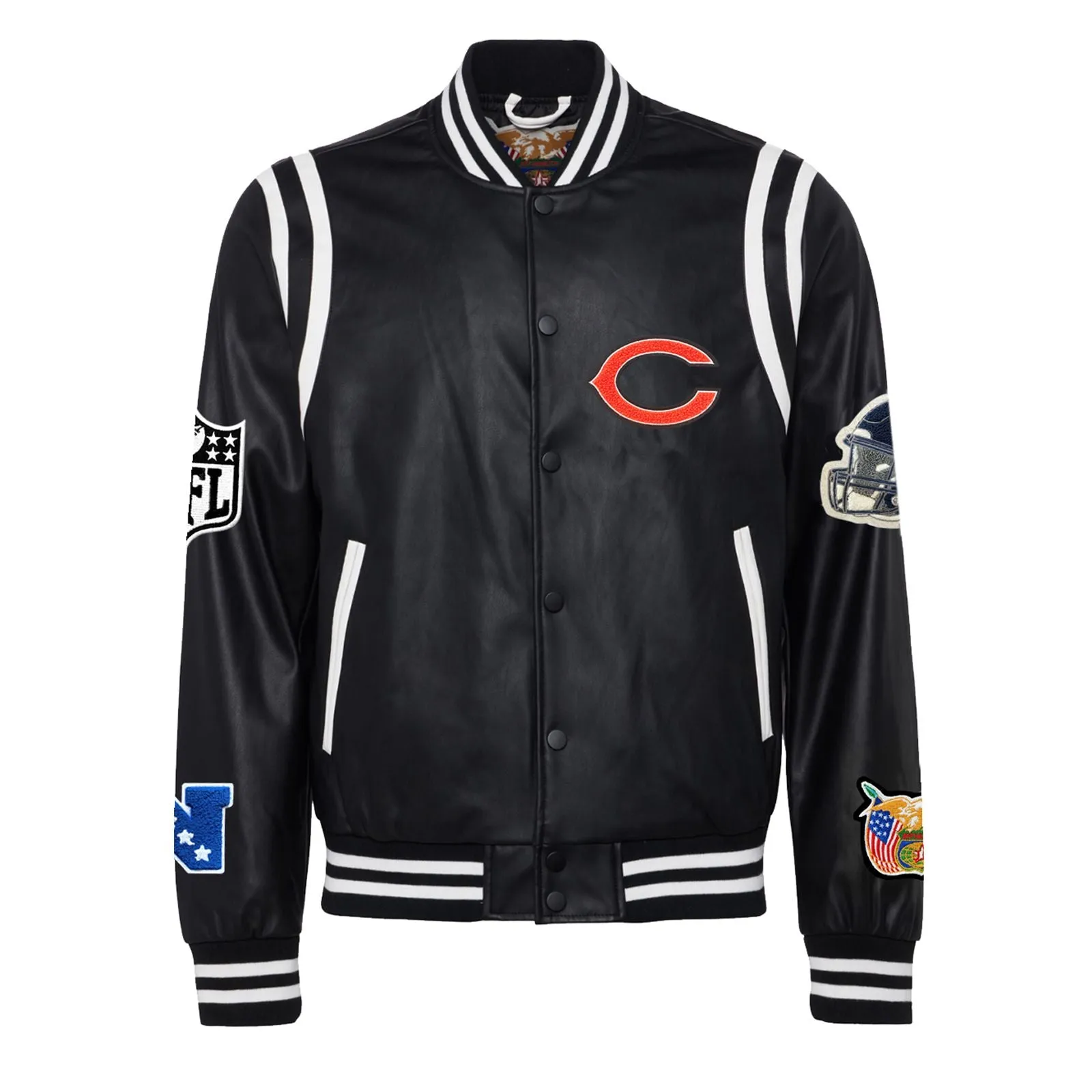CHICAGO BEARS VEGAN LEATHER JACKET Black / White