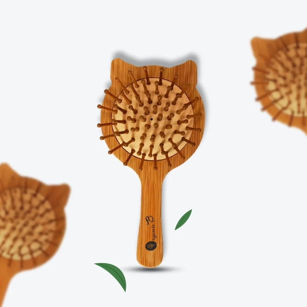 Cute Cat Bamboo Hairbrush for Kids