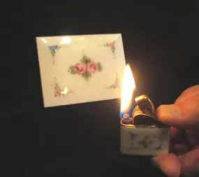 Evans Cigarette Case Lighter Set Guilloche Enamel 1950s Floral Set Fits 100s Excellent Working Condition