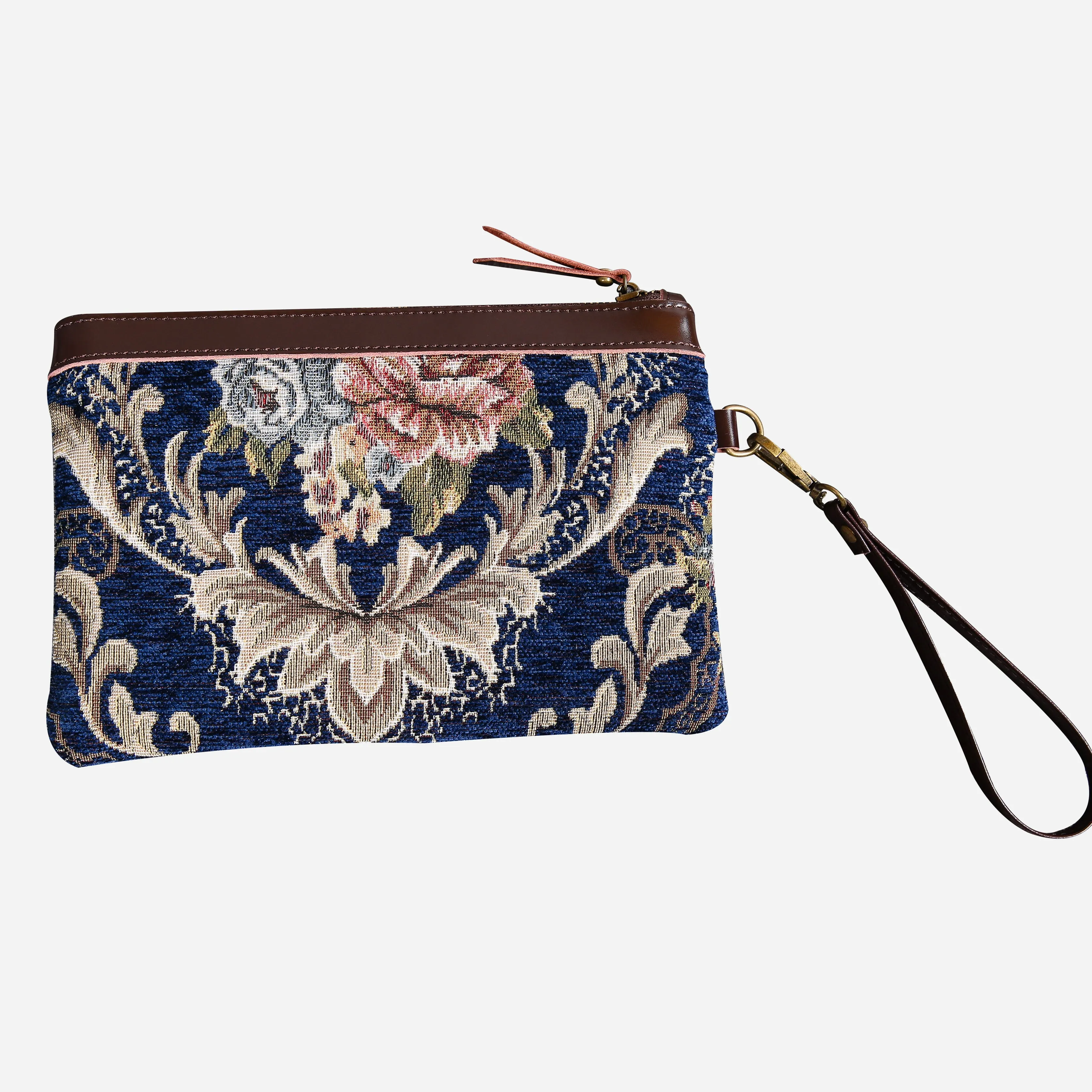 Floral Blue Wristlet Clutch