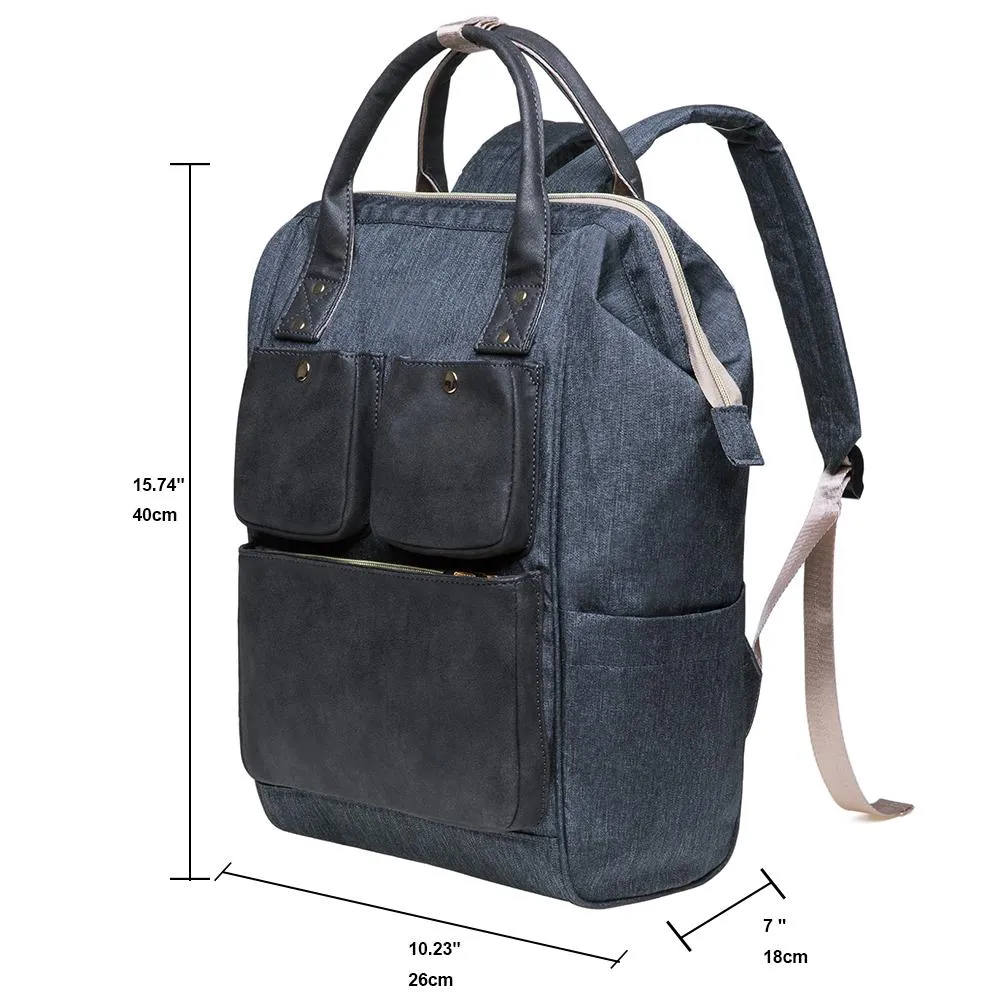 KAUKKO Diaper Bag Backpack with Pacifier Holder and Stroller straps - for Mom and Dad, Waterproof, one size, KT03 ( New York Gray ）