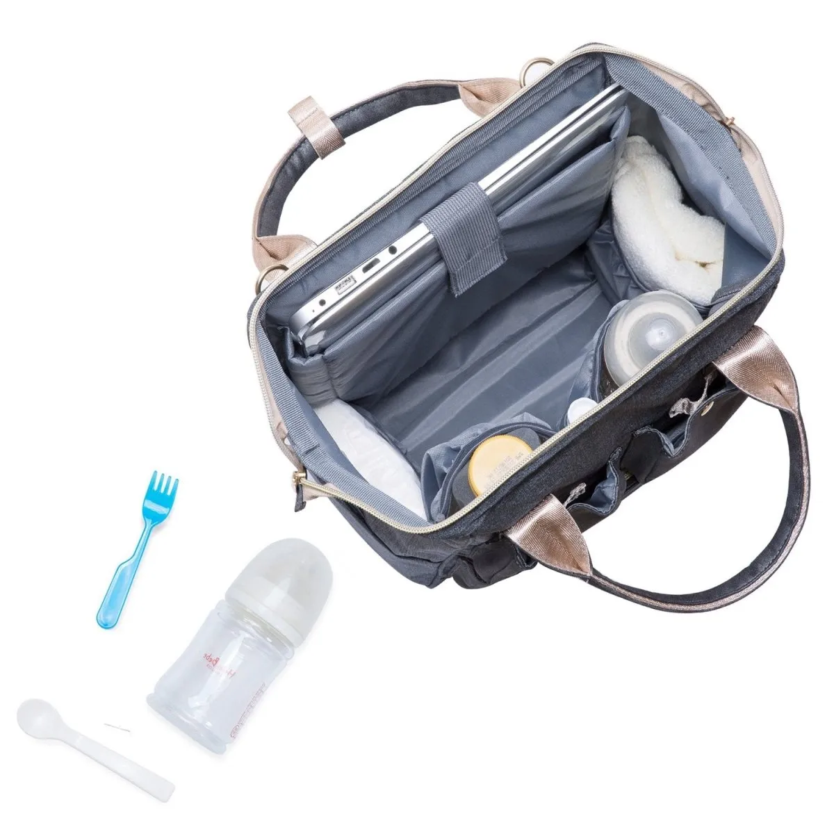 KAUKKO Diaper Bag Backpack with Pacifier Holder and Stroller straps - for Mom and Dad, Waterproof, one size, KT03 ( New York Gray ）