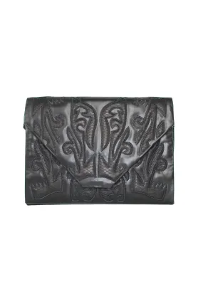 LEATHER AND SNAKESKIN CUT WORK PARIS CONTINENTAL BLACK/BLACK