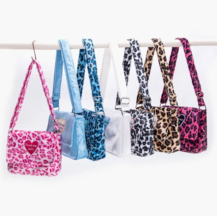 Leopard Zebra Cow Animal Print Colorful Embroidery Messenger Bag