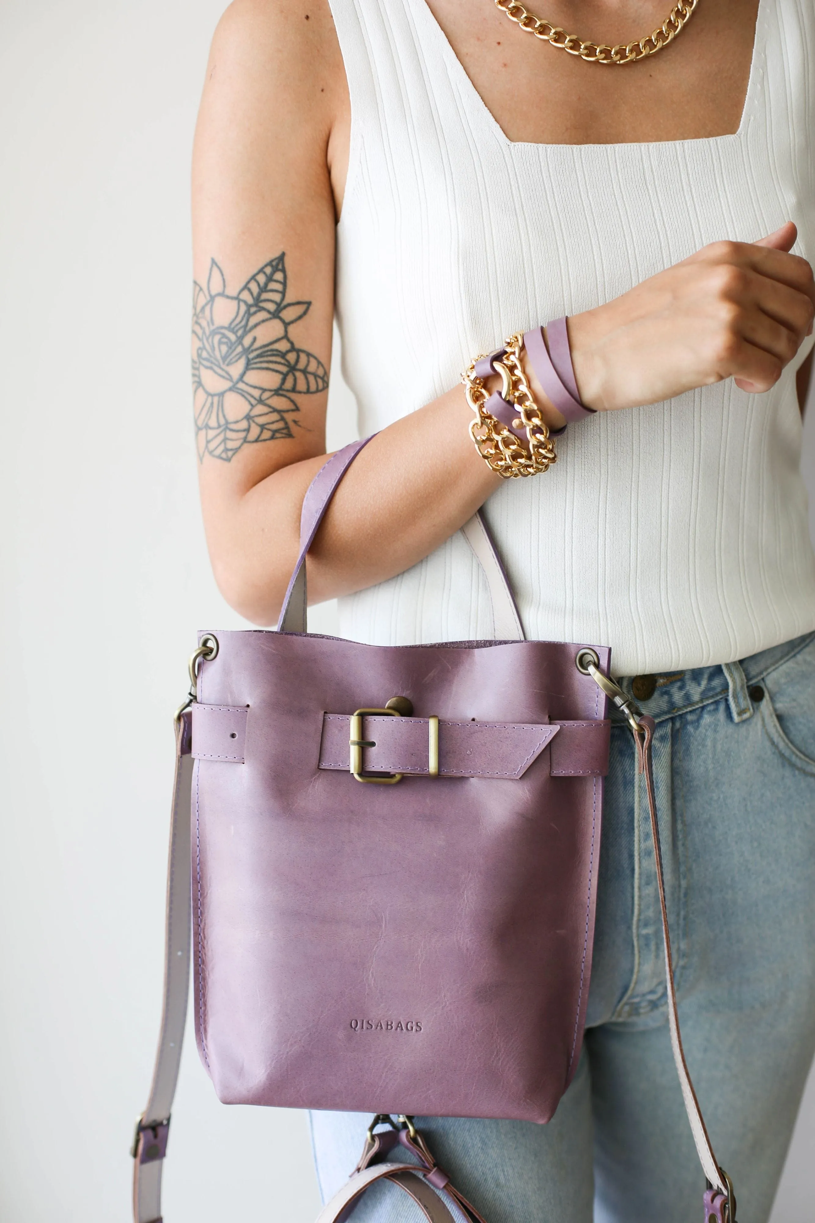 Lilac Mini Leather Backpack