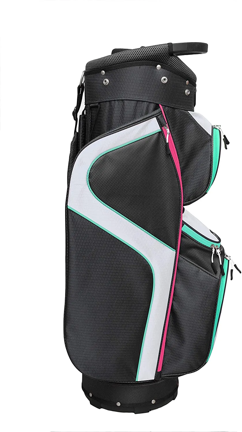 Majek Black White Teal Pink Golf Bag 9 inch 14-Way Friendly Separator Top