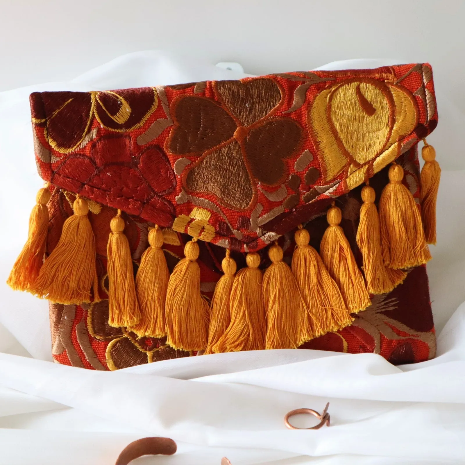 Mexican Floral Embroidered Clutch Bag