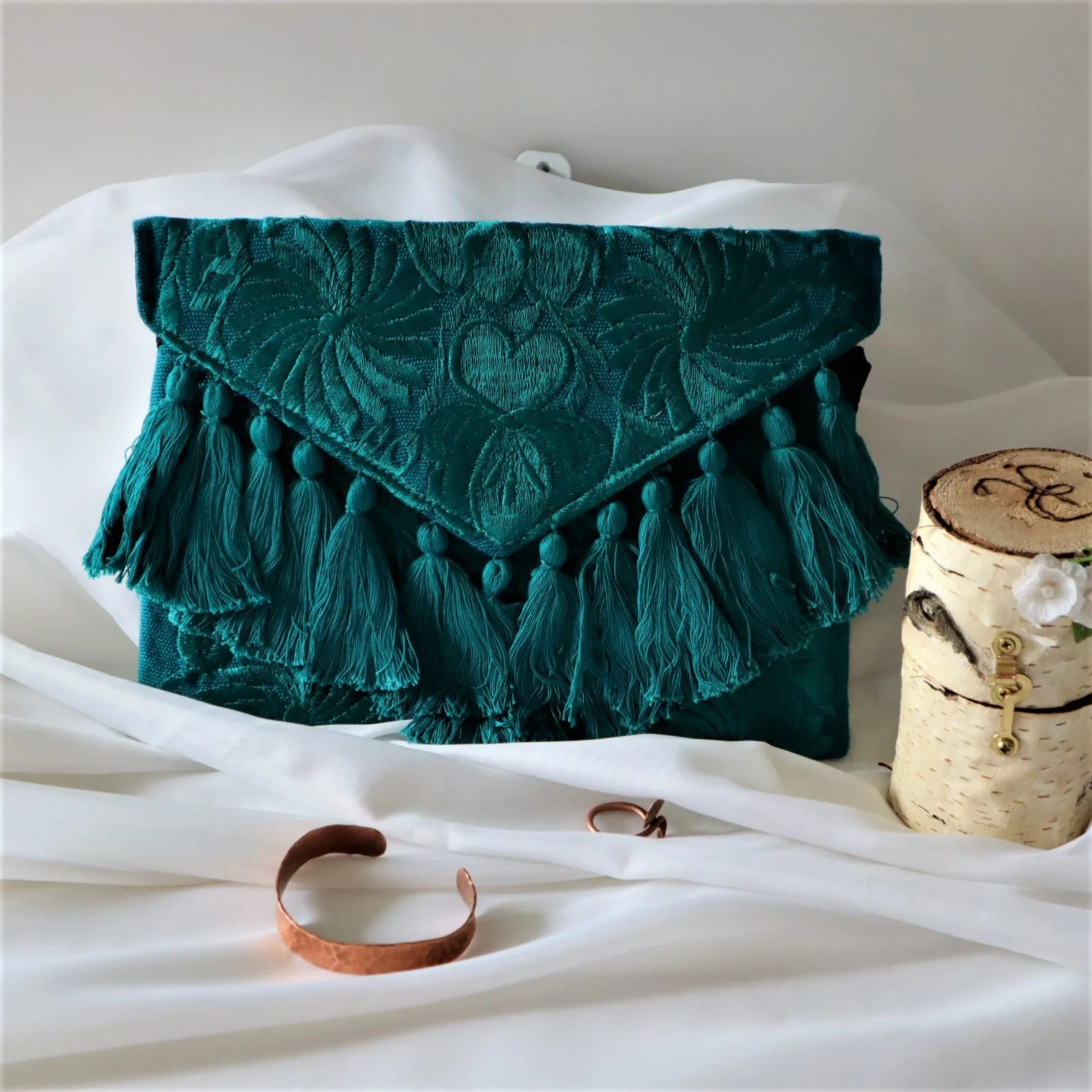Mexican Floral Embroidered Clutch Bag