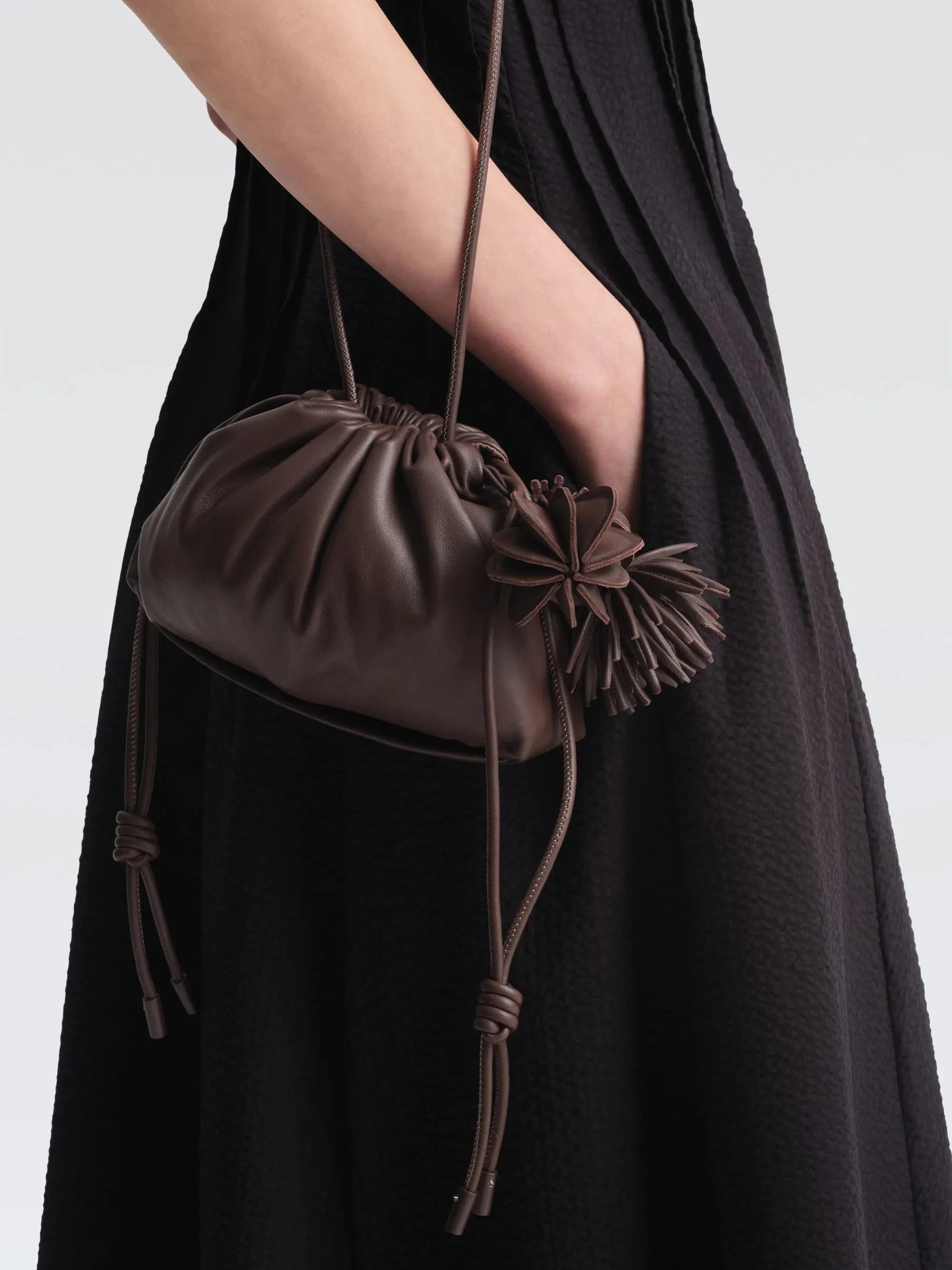 Mini Leather "Pouf" Bag W/ Charm