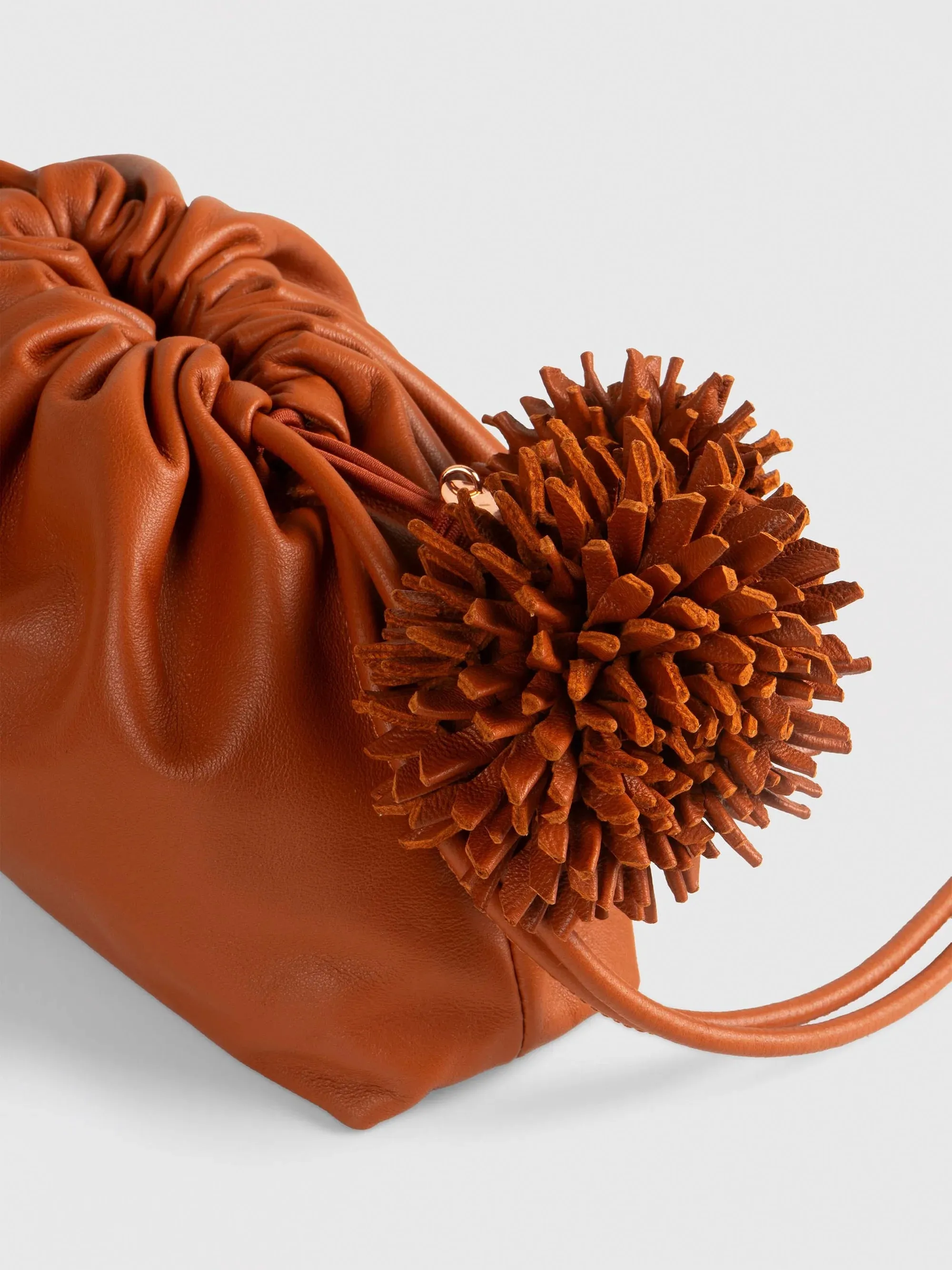 Mini Leather "Pouf" Bag W/ Charm