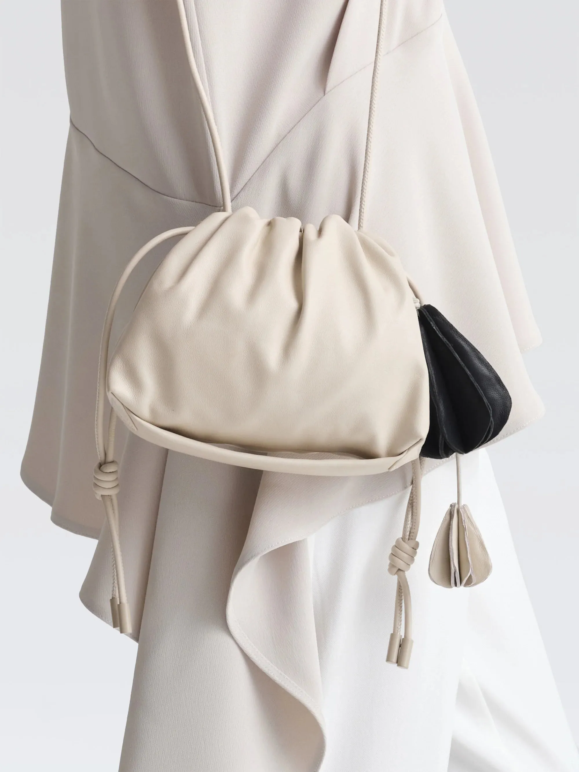 Mini Leather "Pouf" Bag W/ Charm