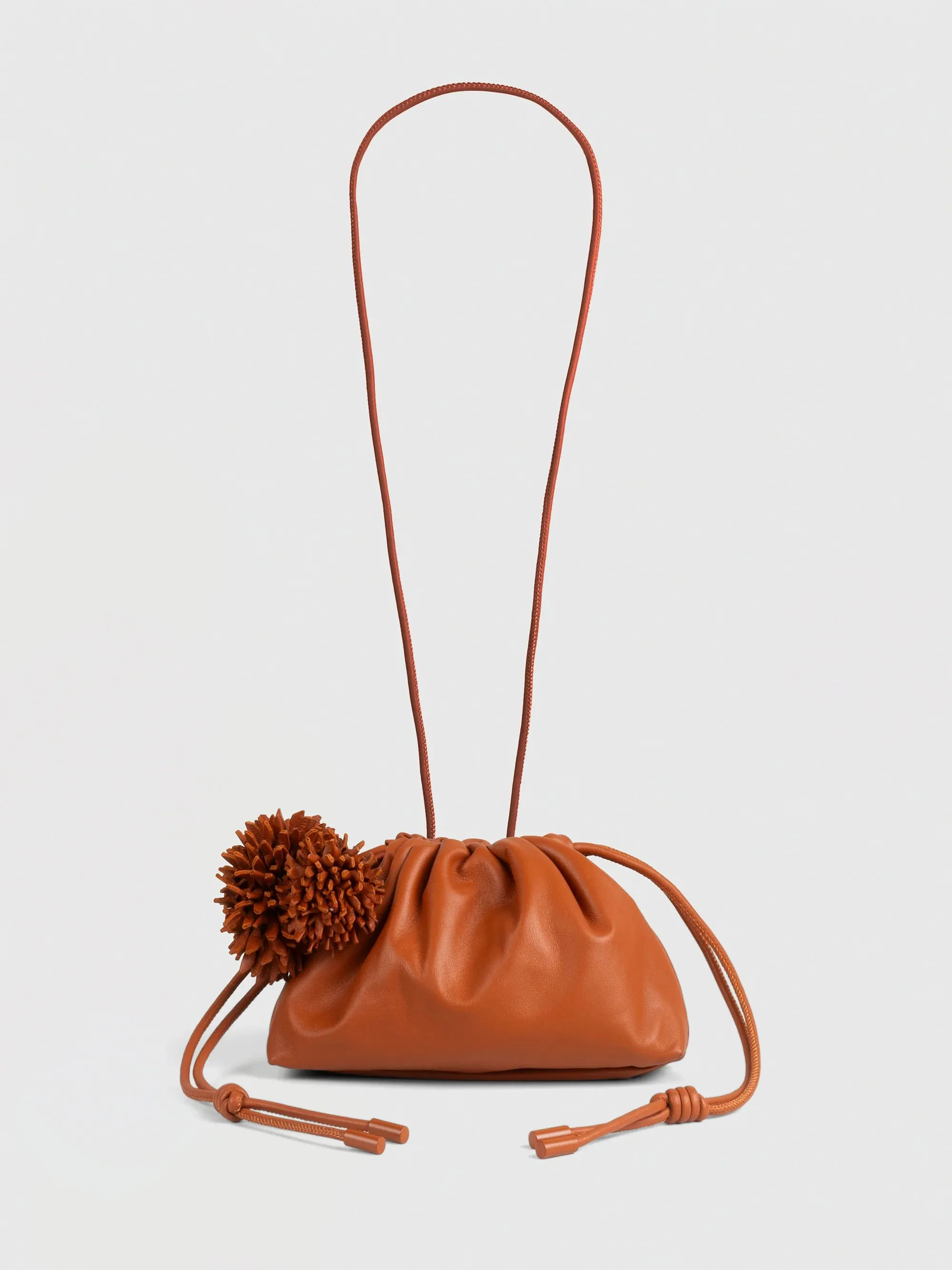 Mini Leather "Pouf" Bag W/ Charm