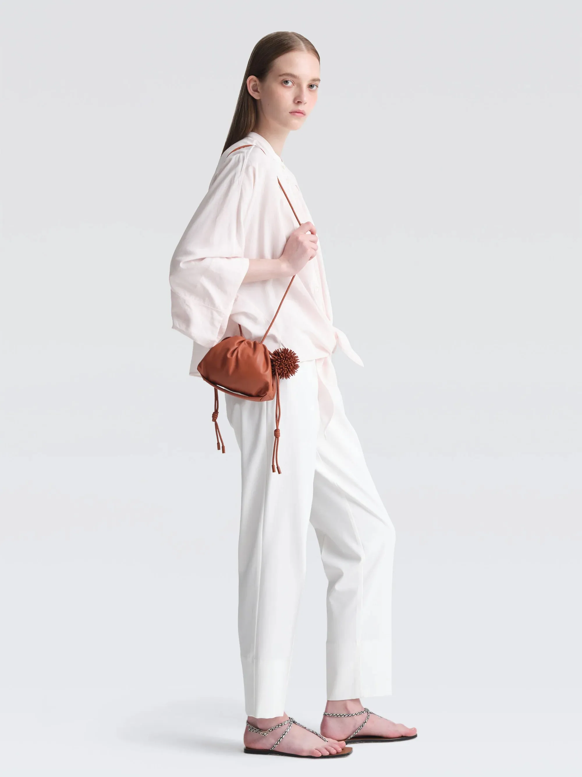 Mini Leather "Pouf" Bag W/ Charm