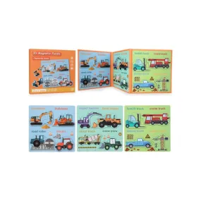 Montessori Magnetic Puzzle Books for Kids, Durable Reusable Paper Puzzles for Toddlers, Engineering Vehicles