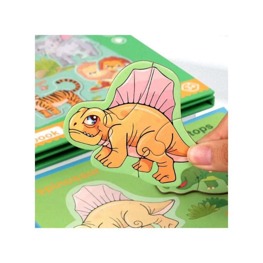 Montessori Magnetic Puzzle Books for Kids, Durable Reusable Paper Puzzles for Toddlers, Engineering Vehicles