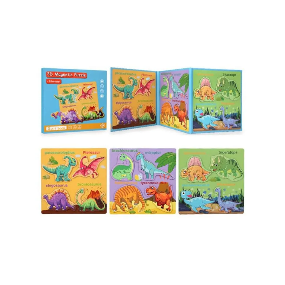 Montessori Magnetic Puzzle Books for Kids, Durable Reusable Paper Puzzles for Toddlers, Engineering Vehicles
