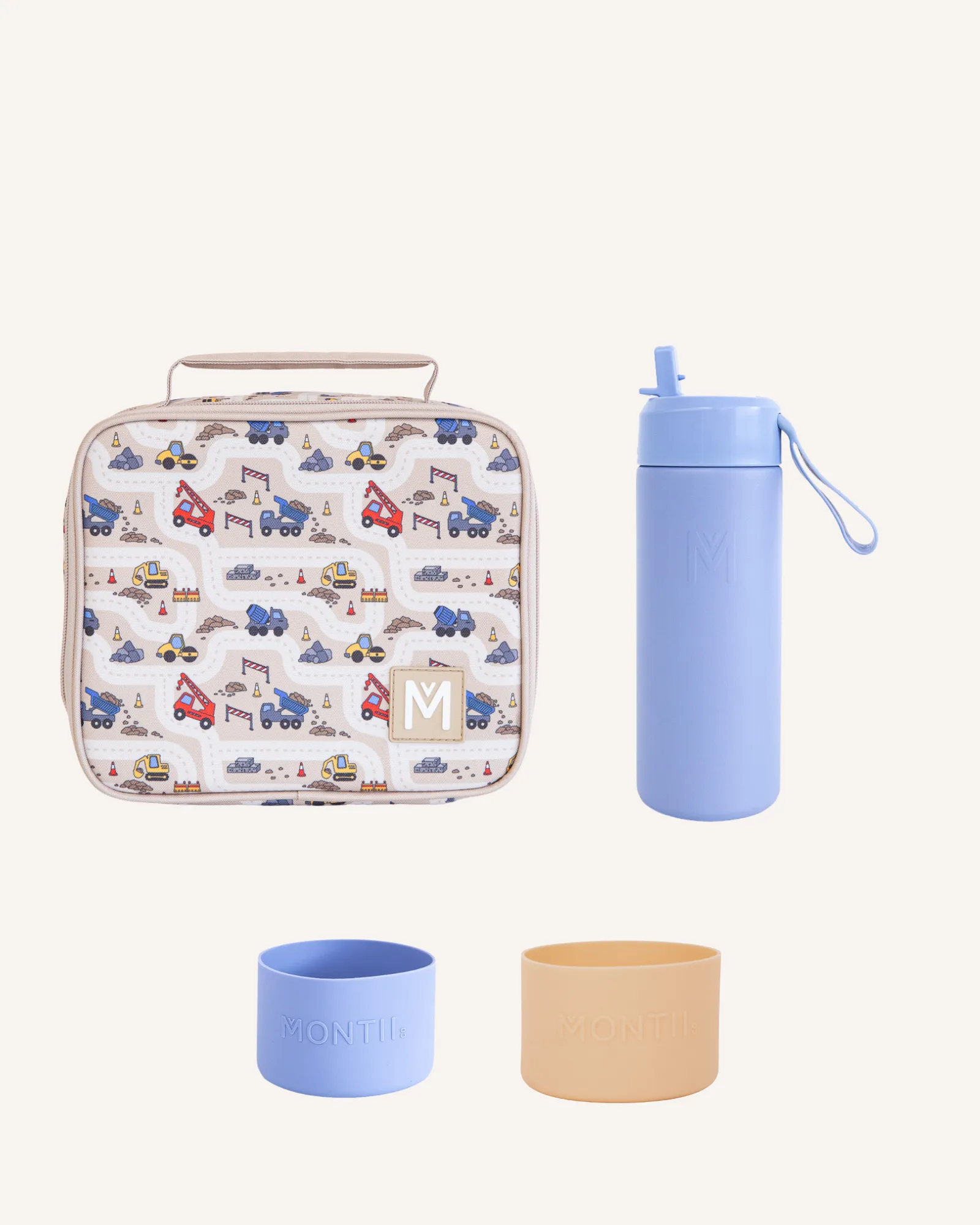 MontiiCo Medium Lunch Bag and Bottle Set - Construction