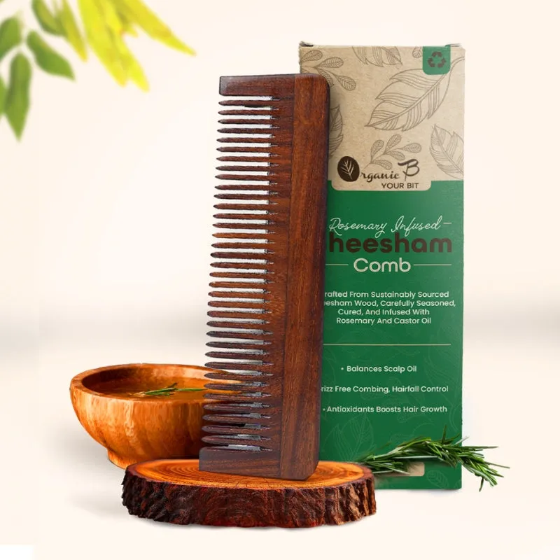 Organic B Rosewood widetooth Long Comb for women & men for hair growth and curly hair
