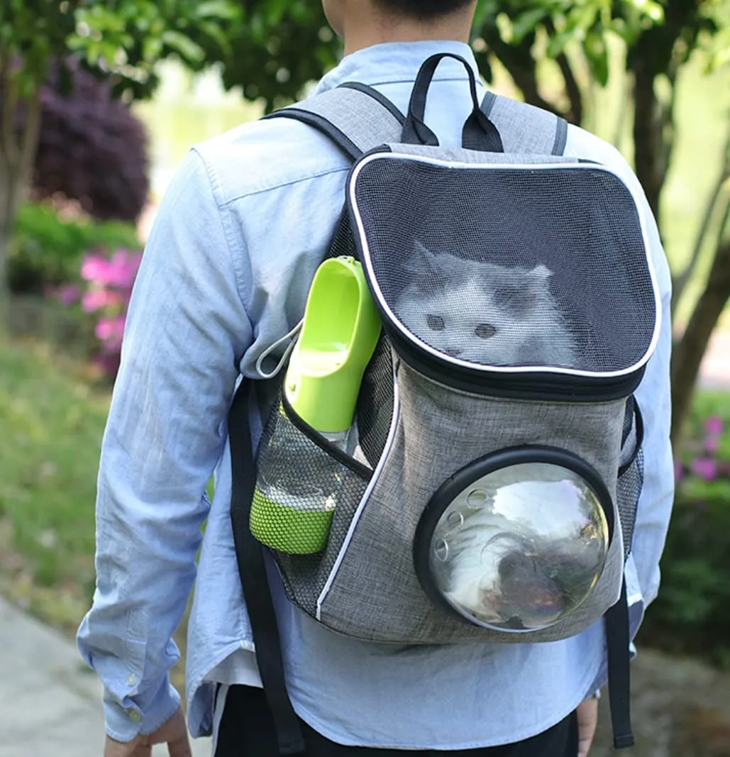 Portable Pet Water Bottle with Food Container (Blue)