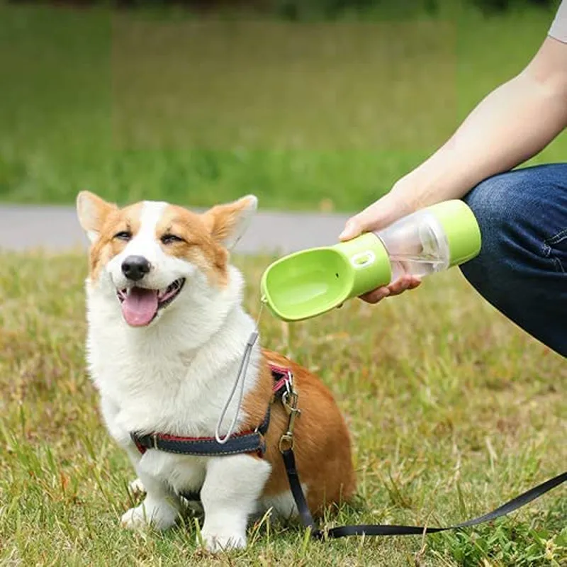 Portable Pet Water Bottle with Food Container (Blue)