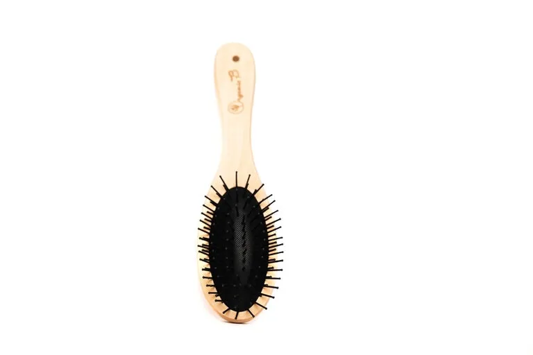 "Volumonising &  Anti-frizz Eco-strong Teak Paddle hairbrush | Oval, Small"