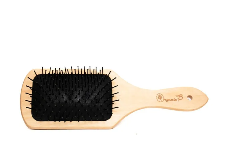 "Volumonising &  Anti-frizz Eco-strong Teak Paddle hairbrush | Square, Medium"