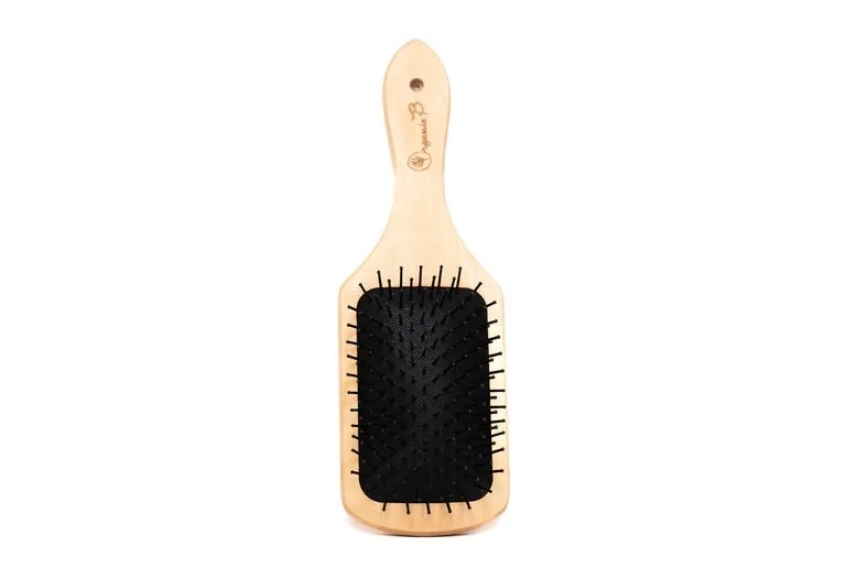 "Volumonising &  Anti-frizz Eco-strong Teak Paddle hairbrush | Square, Medium"
