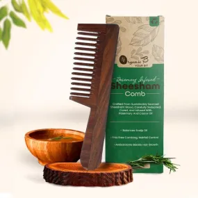 Rosewood Wide Tooth Handle Comb for Hair Growth & Anti Frizz