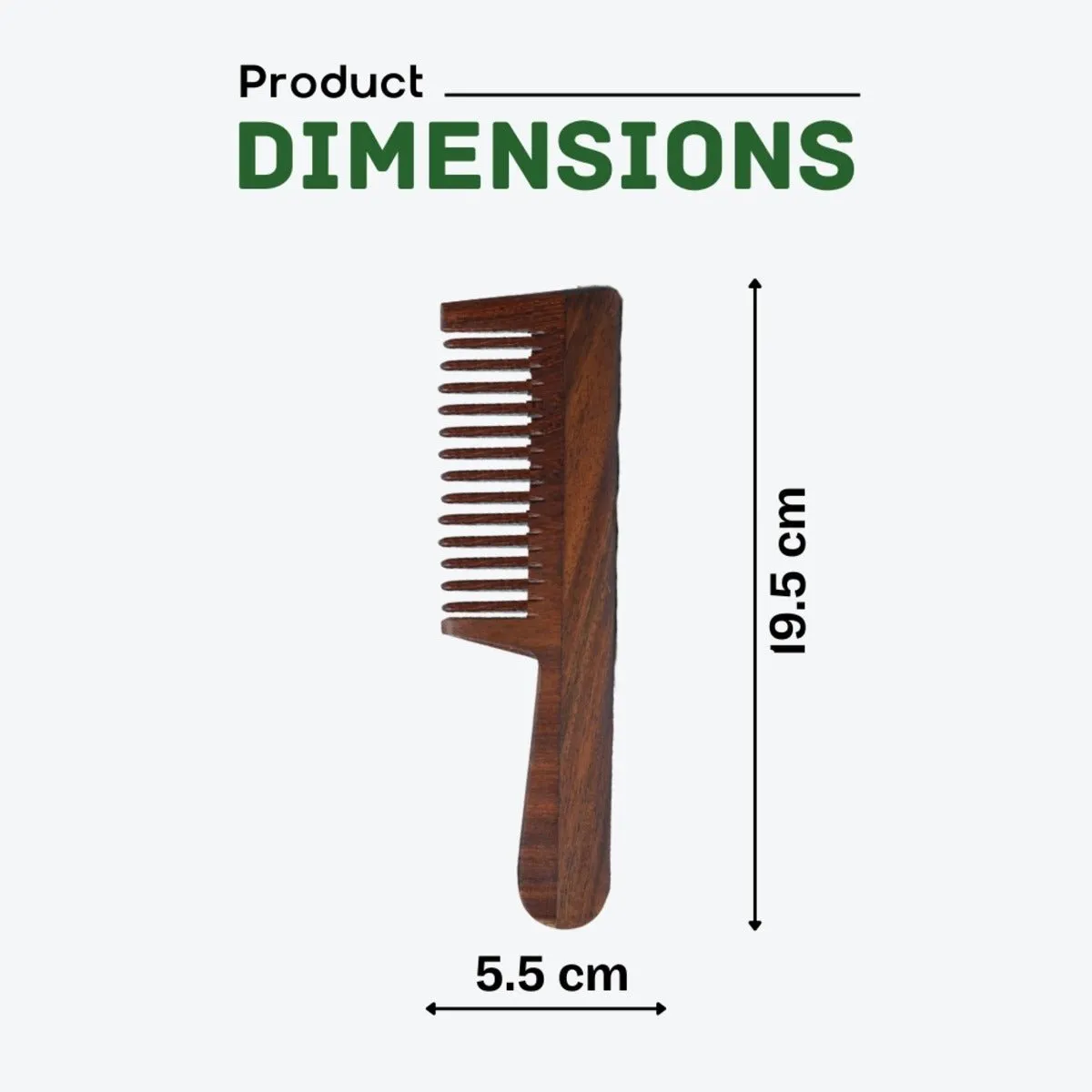 Rosewood Wide Tooth Handle Comb for Hair Growth & Anti Frizz