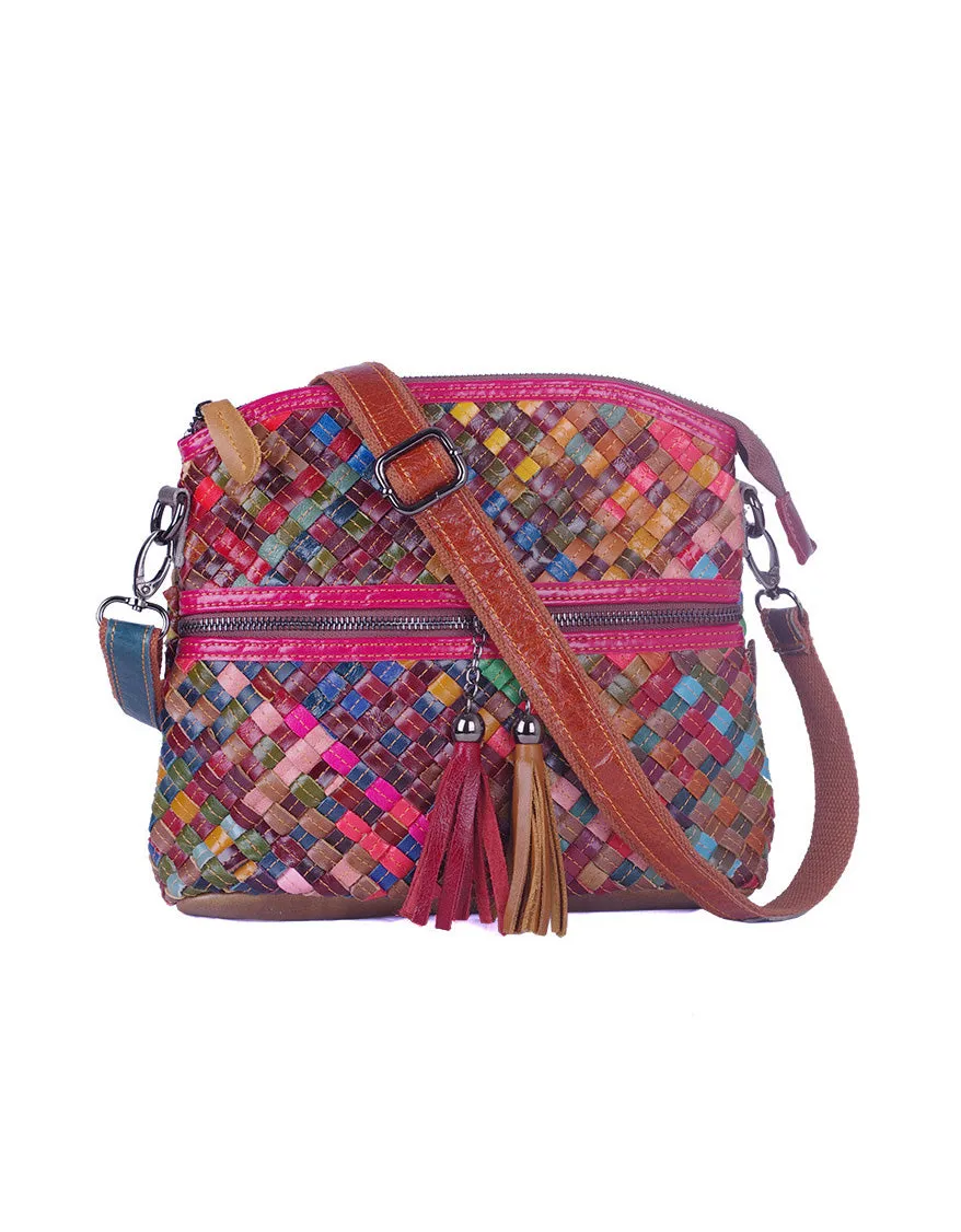 Snake Pattern Leather Splicing Cross-body Shoulder Bag