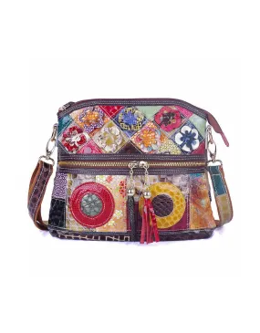 Snake Pattern Leather Splicing Cross-body Shoulder Bag