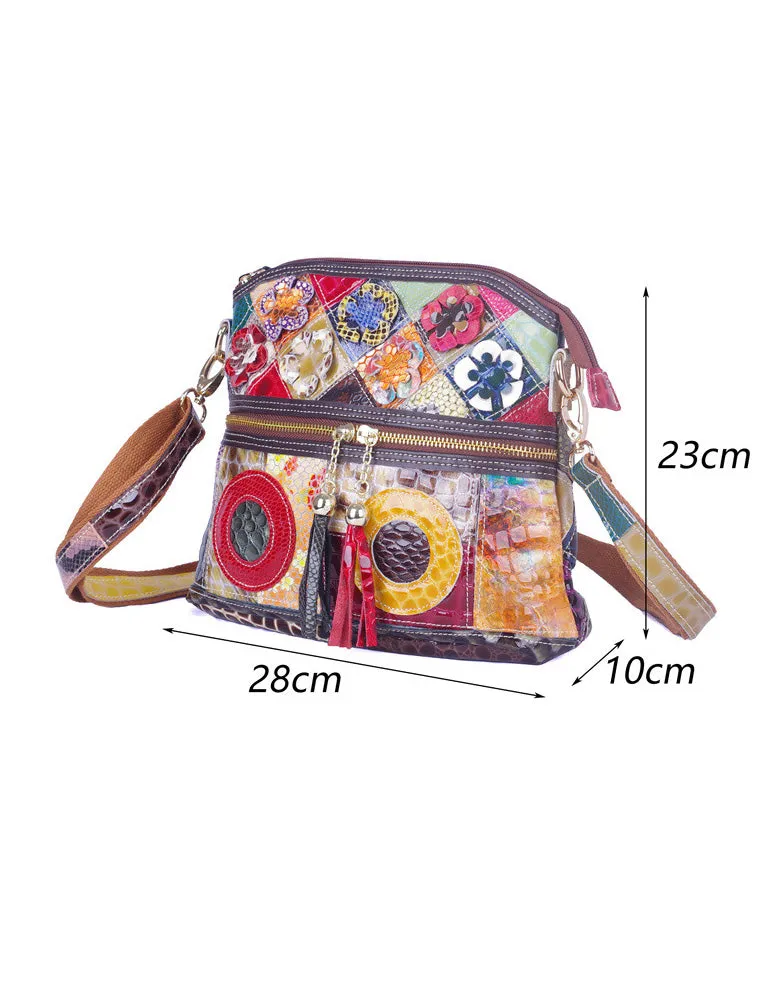 Snake Pattern Leather Splicing Cross-body Shoulder Bag