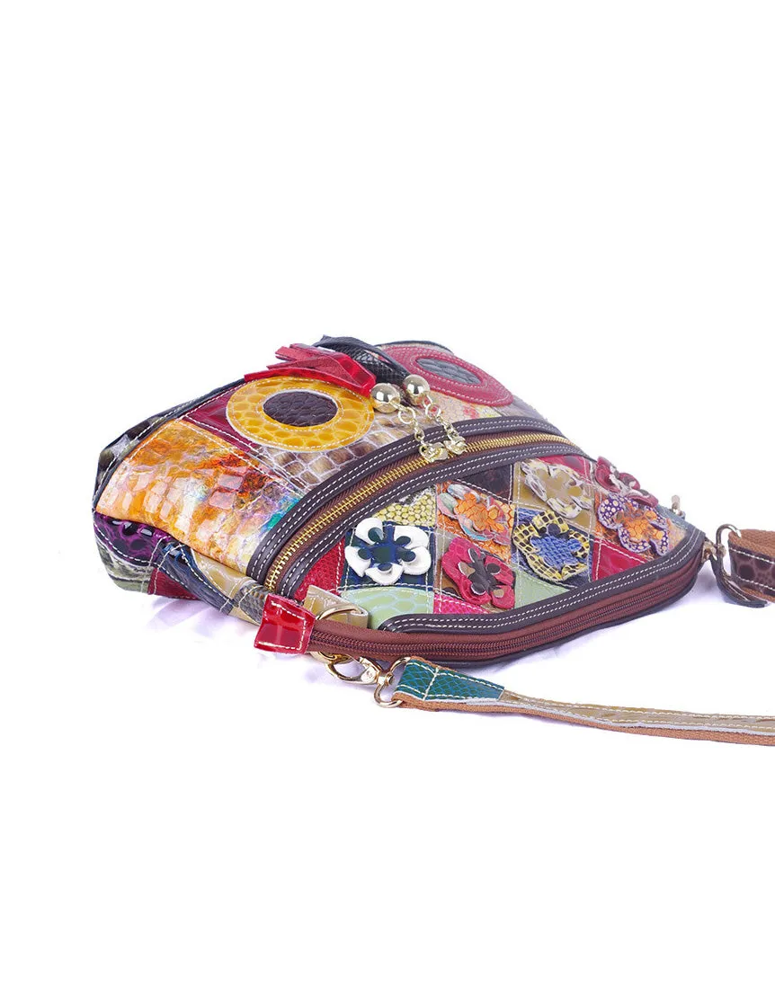 Snake Pattern Leather Splicing Cross-body Shoulder Bag