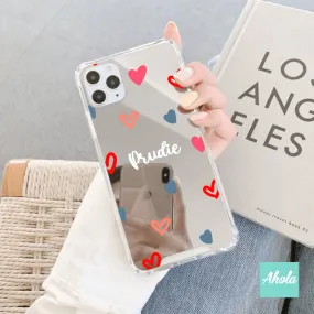【Sumsum】Protective Heart Print Mirror Phone Case 全包邊心心鏡面名字電話殼