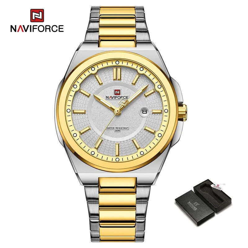 Top Brand Naviforce NF9212 Men's Watch Stainless Steel Male Quartz Sports Wristwatches Date Clock with Luminous Hands Relogio Masculino