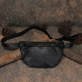Womens Black Leather Chest Sling Bag Cross Shoulder Bag For Women
