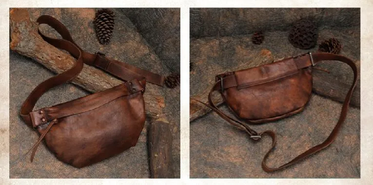 Womens Black Leather Chest Sling Bag Cross Shoulder Bag For Women