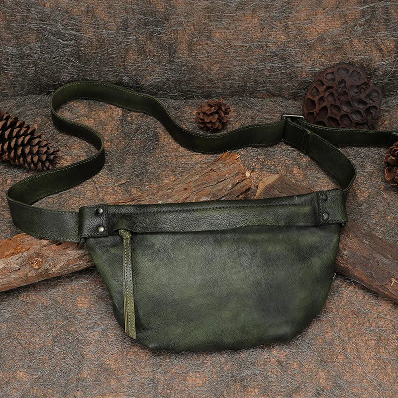 Womens Black Leather Chest Sling Bag Cross Shoulder Bag For Women