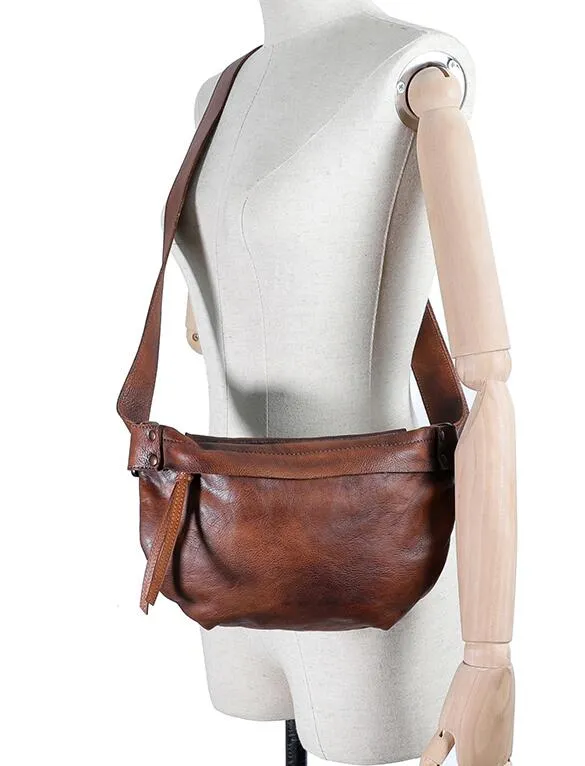 Womens Black Leather Chest Sling Bag Cross Shoulder Bag For Women