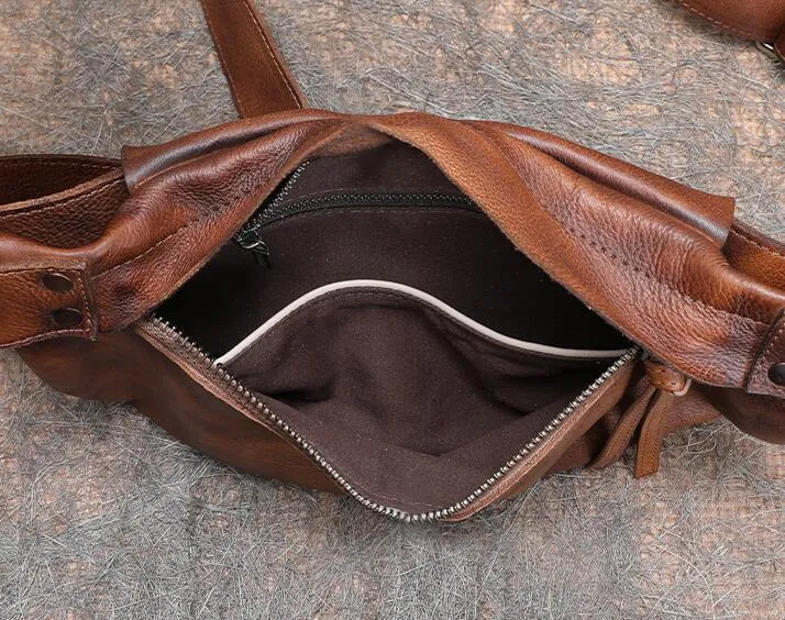 Womens Black Leather Chest Sling Bag Cross Shoulder Bag For Women